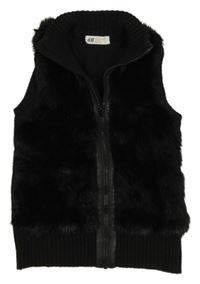 Černá kožešinovo/pletená vesta zn. H&M