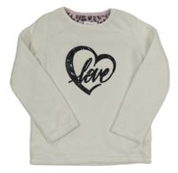 Bílá chlupatá mikina se srdcem a nápisem z flitrů Primark