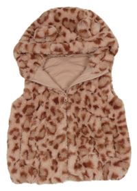 Starorůžová vzorovaná kožešinová podšitá vesta s kapucí Nutmeg