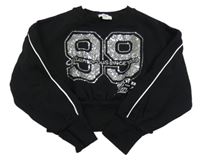 Černá crop mikina s číslem z flitrů River Island