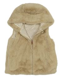 Béžová kožešinová podšitá vesta s kapucí Nutmeg