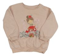 Růžová mikina s dívkou a houbou F&F