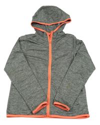 Tmavošedá melírovaná sportovní propínací mikina s kapucí Ergeenomixx