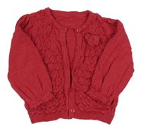 Malinový propínací svetr s perforovaným vzorem a mašlí Matalan