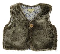 Hnědá kožešinová podšitá vesta