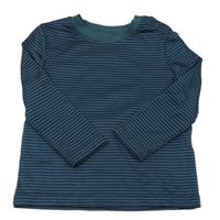 Tmavozeleno-tmavomodré pruhované sportovní triko