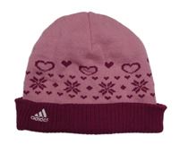 Růžovo-vínová čepice se vzorem Adidas