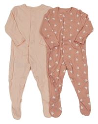 2x overal - starorůžový se srdíčky + růžový Primark