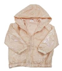 Růžová lesklá šusťáková lehce zateplená bunda s kapucí So Cute