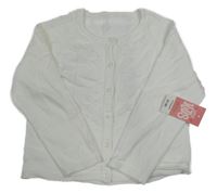 Nové - Bílý propínací svetr s perforovaným vzorem Matalan