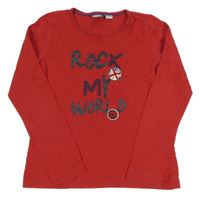 Červené triko s nápisem a nášivkami Pepperts