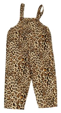 Béžovo-hnědo-černý kalhotový overal s leopardím vzorem Shein