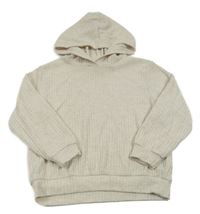 Béžová žebrovaná úpletová mikina s kapucí H&M