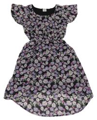 Černé květované šifonové šaty Page One Young