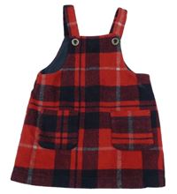 Červeno-černo-šedé kostkované vlněné šaty Next