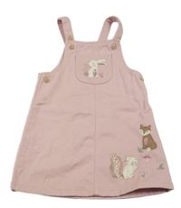 Růžové riflové laclové šaty se zvířaty F&F