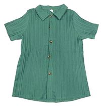 Tmavozelená pruhovaná košile Shein