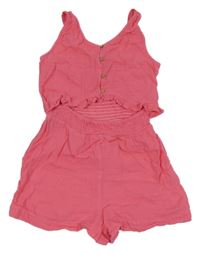Tmavorůžový mušelínový kraťasový overal s průstřihem Matalan