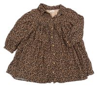Růžovo-černo-hnědé propínací košilové šaty s leopardím vzorem Next