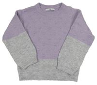 Lila-šedý svetr s 3D puntíky M&S