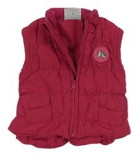 Malinová šusťáková zateplená vesta s nášivkou Topolino