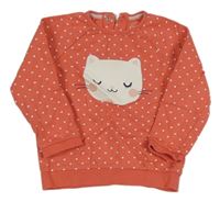 Korálová vzorovaná mikina s kočkou C&A