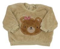 Béžová chlupatá mikina s medvědem Next