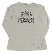 Šedé melírované triko s nápisem 