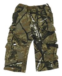 Khaki-černé vzorované riflové kalhoty s kapsami shein