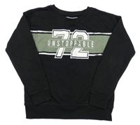 Černá mikina se zeleným pruhem s číslem Primark