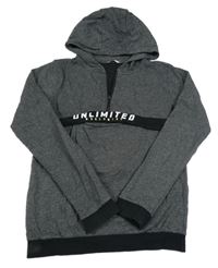 Antracitová melírovaná mikina s kapsou a kapucí Pep&Co