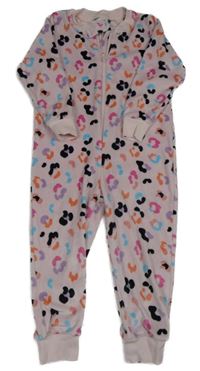 Světlerůžový vzorovaný plyšový overal Matalan