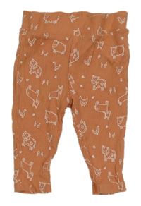 Oranžové lehké žebrované tepláky se zvířaty Primark