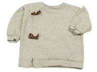 Šedo-béžová melírovaná mikina s 3D mašlemi Matalan