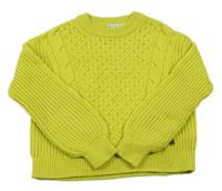 Neonově zelený vzorovaný svetr C&A