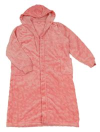 Růžový plyšový župan s kapucí C&A