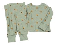 Zelené žebrované pyžamo s žaludy Tu