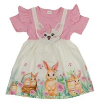 Růžovo-bílé šaty s králíky 