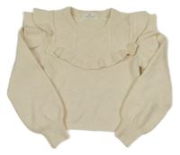 Smetanový crop vlněný svetr a volánky H&M