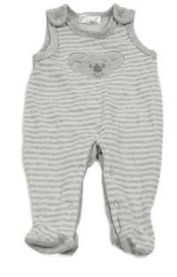 Bílo-šedé pruhované sametové dupačky s koalou Ergee