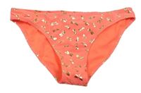 Nové - neonově korálové plavkové kalhotky se zlatým vzorem Y.F.K.