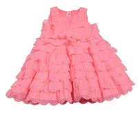 Neonově růžové šifonové vrstvené šaty 