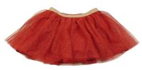 Červeno-zlatá třpytivá tylová sukně 