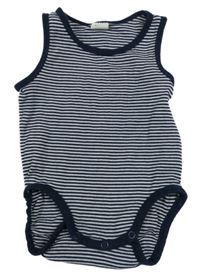 Tmavomodro-bílé pruhované žebrované body H&M