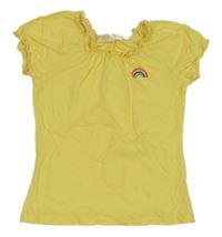 Žluté tričko s duhou kids