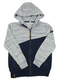 Modro-tmavomodrá melírovaná propínací mikina s kapucí Yigga