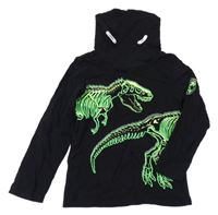 Černé triko s dinosaury a komínovým límcem Dopodopo