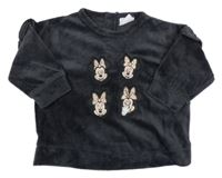 Tmavošedá sametová mikina s Minnie Disney