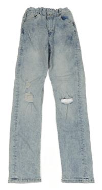 Světlemodré melírované skinny rifle s dírami H&M