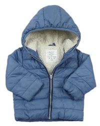 Modrá šusťáková zimní bunda s kapucí F&F